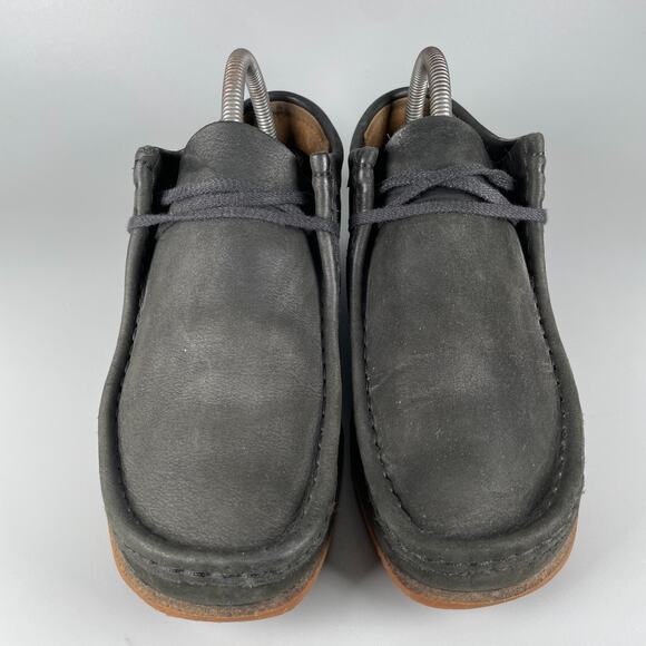 Men\'s 7.5 Women\'s 9 Clarks Originals Wallabees Black Leather Lace Up Shoes GUC main image 6